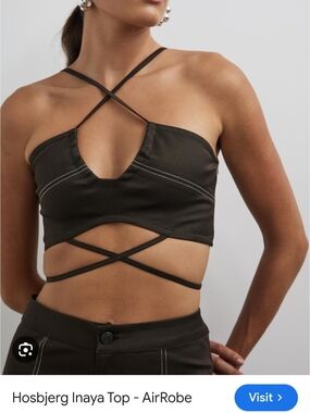 Hosbjerg Inaya Strappy Crop Top in Brown, Size L, NWT